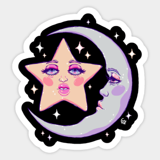 Miss Moon and Stars Sticker